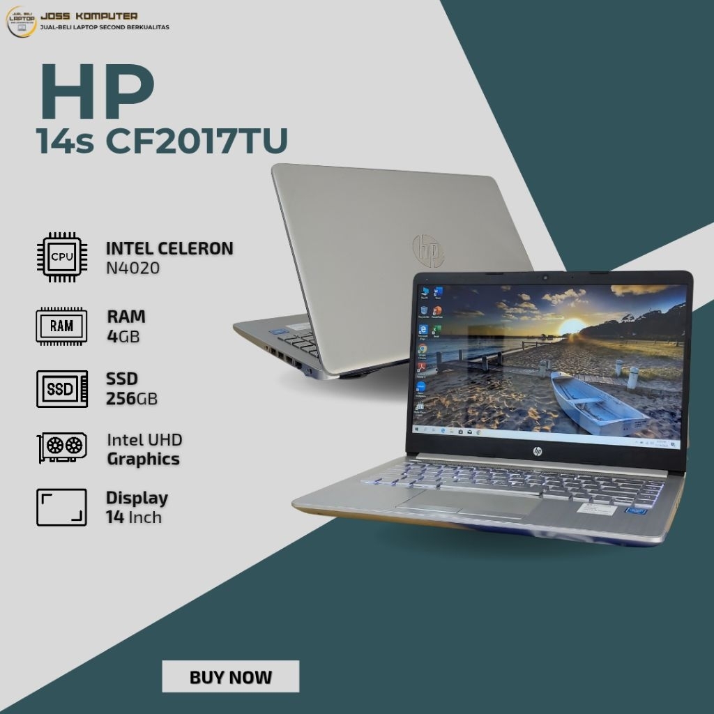 HP 14S-CF2017TU INTEL CELERON N4020/ RAM 4GB/ SSD 256GB/ 14 INCH