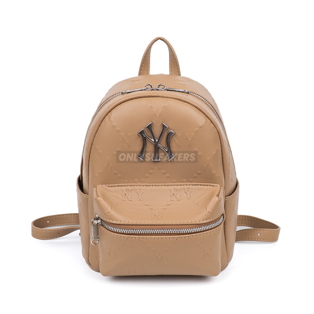 MLB MONONGRAM DIAMOND EMBOSSED MINI BACKPACK NEW YORK YANKEES BEIGE