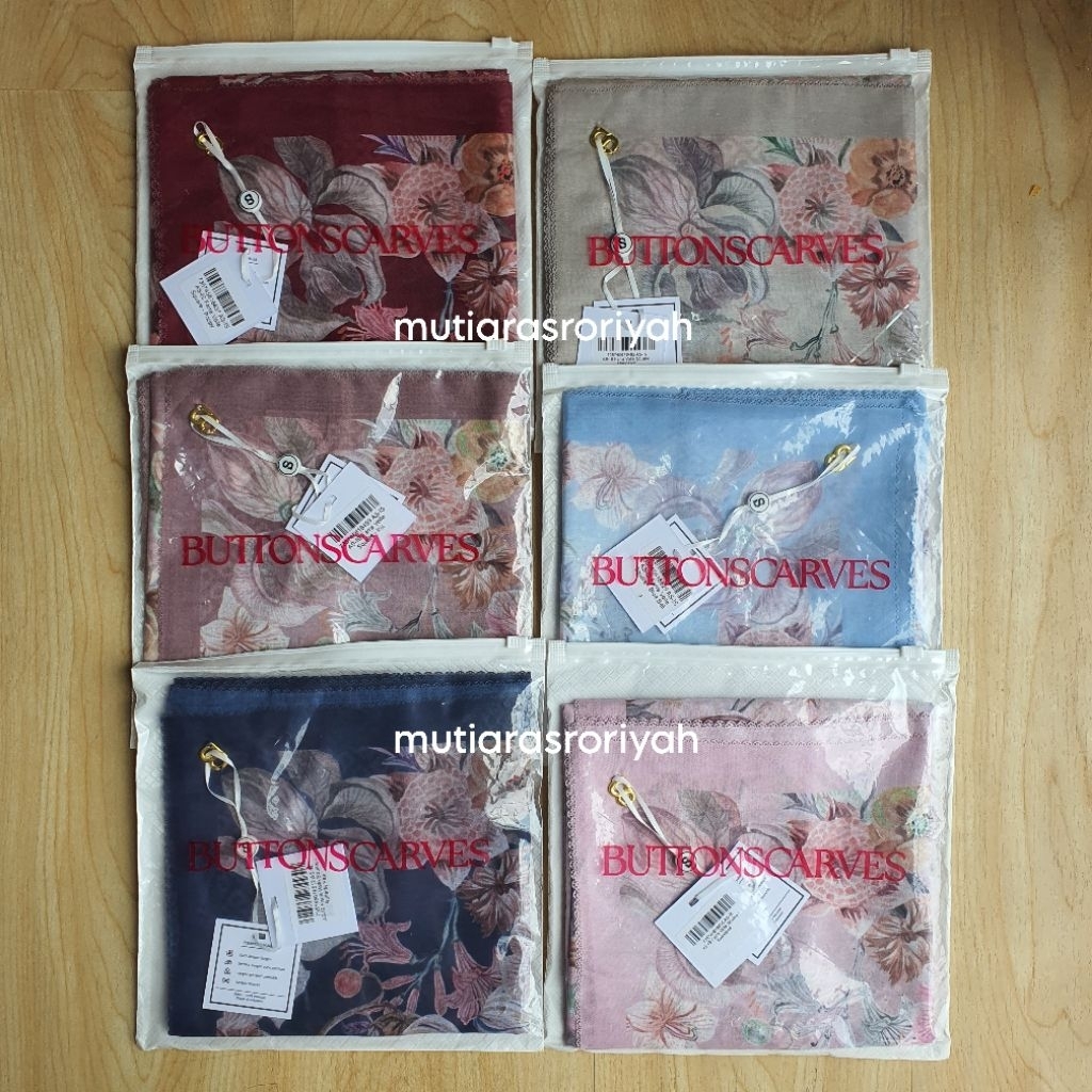 READY STOCK Buttonscarves Farra Series Merah Voal Square Scarf Reject Minor Sale 110 cm 135 cm