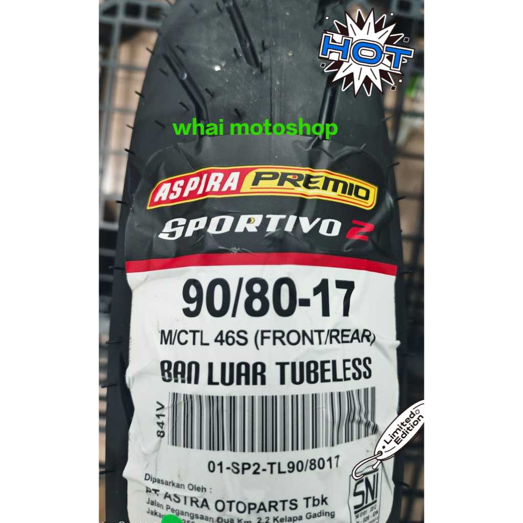 Aspira sportivo 2 tubeless paket hemat medium soft compound ring 17  (90/80-17, 110/70-17, 120/70-17