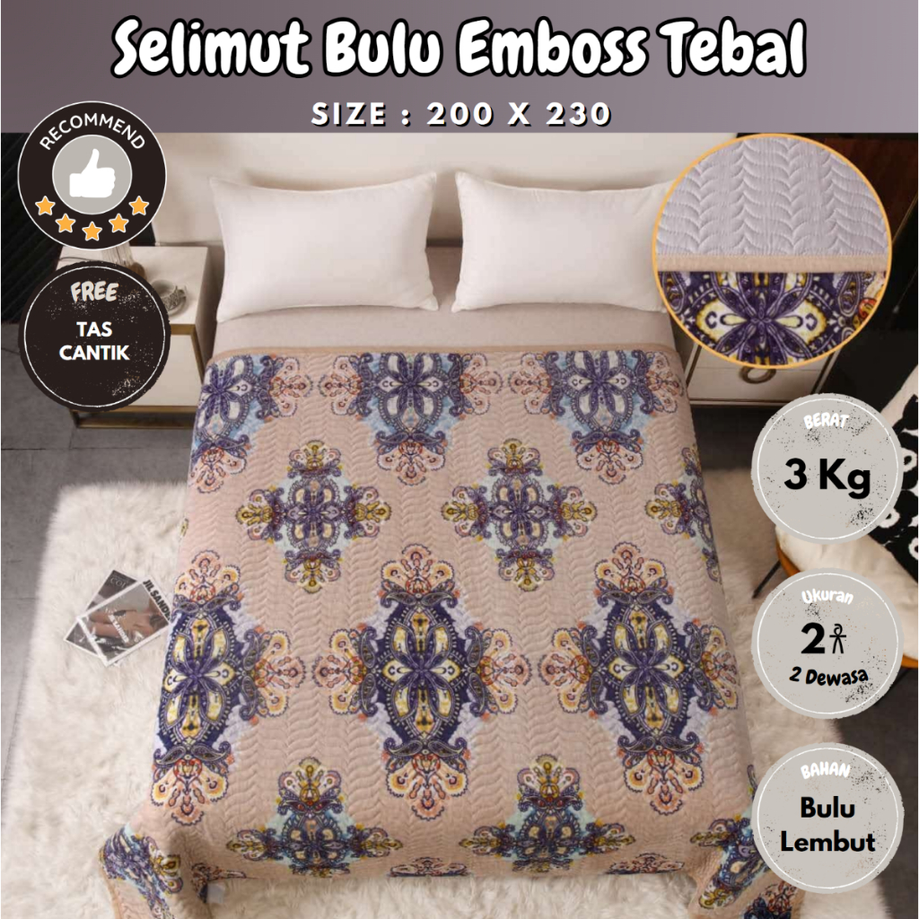 [Selimut Emboss Tebal] - SELIMUT BULU EMBOSS TEBAL JUMBO 200 X 230