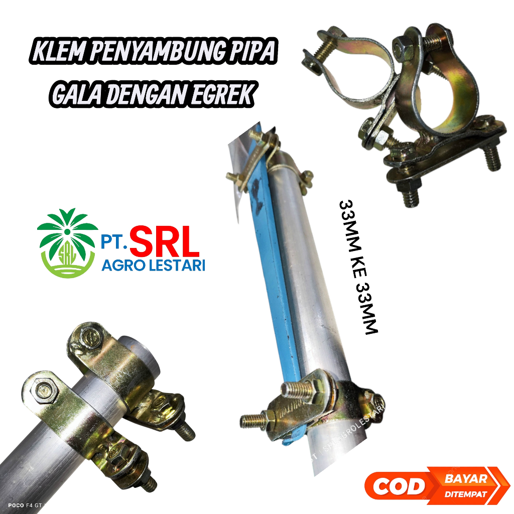 KLEM PENGIKAT EGREK KE PIPA GALA SAWIT (TANPA PERLU HOLDER) UKURAN 33MM. BISA COD