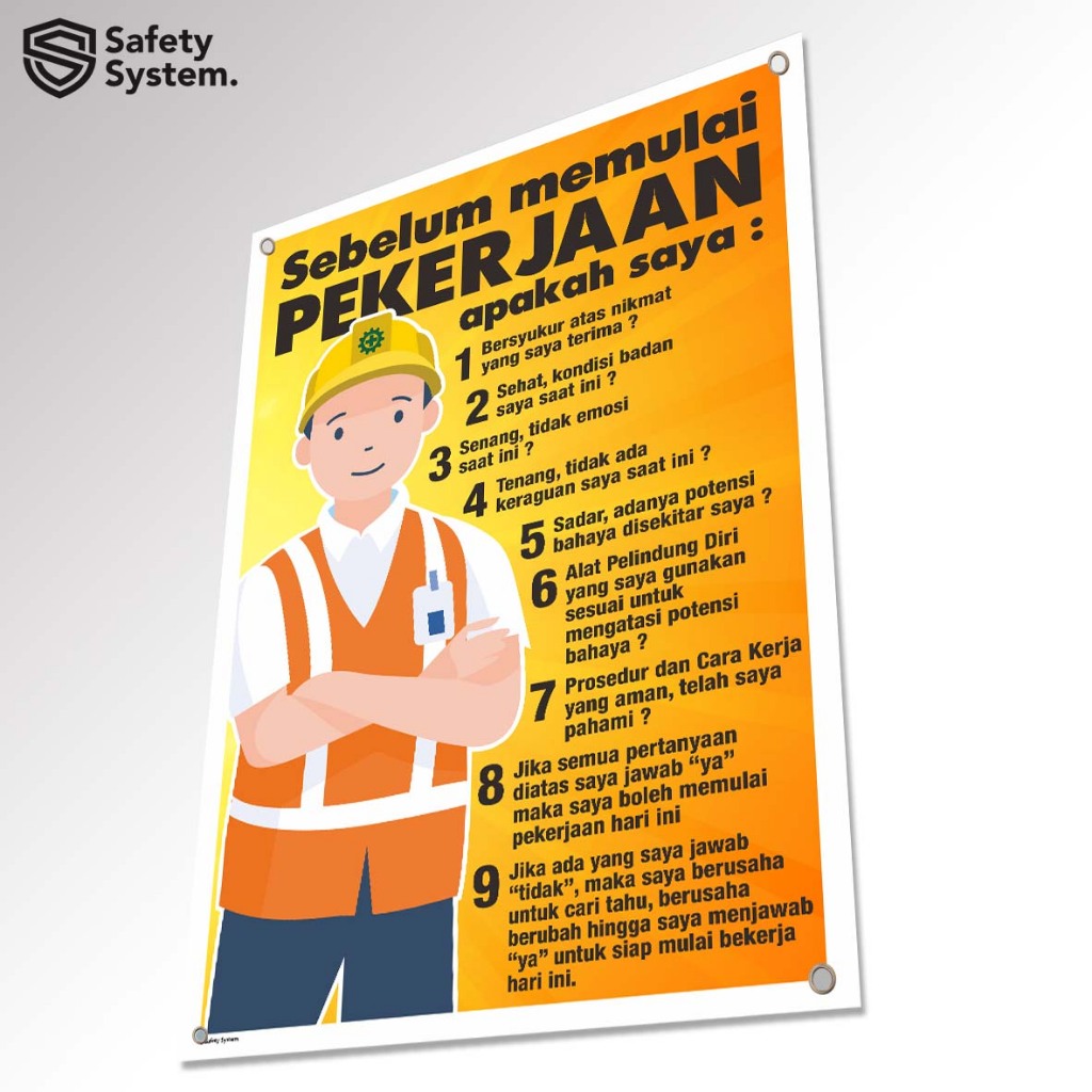 Spanduk K3 Safety Keselamatan Kerja Safety Keselamatan Sebelum Memulai Pekerjaan Apakah Saya