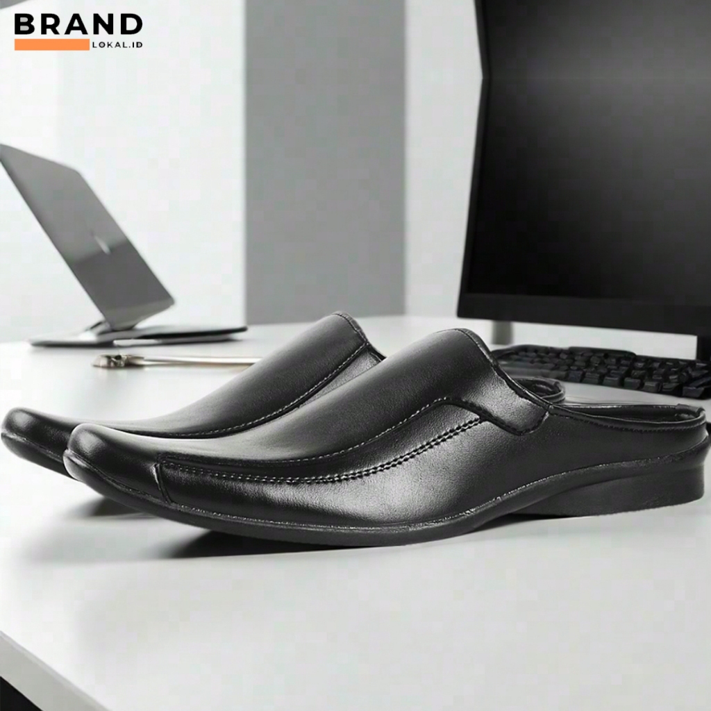 Bustong Pria Hitam Brand Gvl.Geovelli G19-1307 Sepatu Sandal Bustong Handmade Cibaduyut