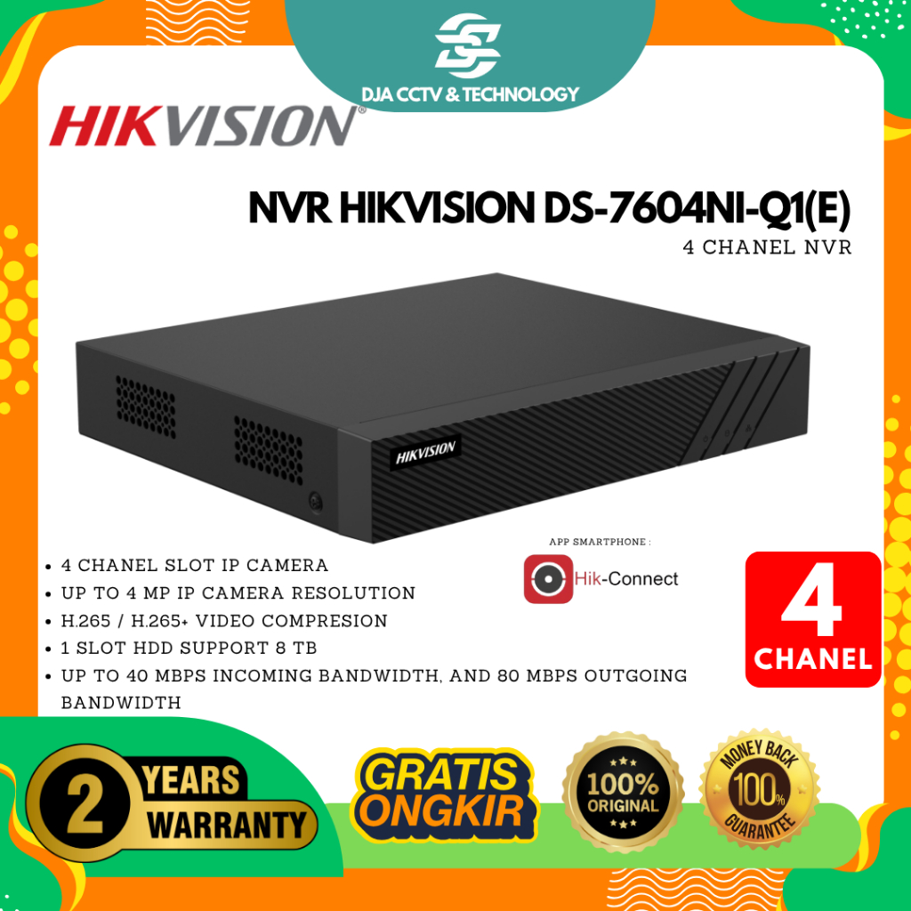 DS-7604NI-Q1(E) NEW - HIKVISION NVR 4 Chanel 7600 New Series