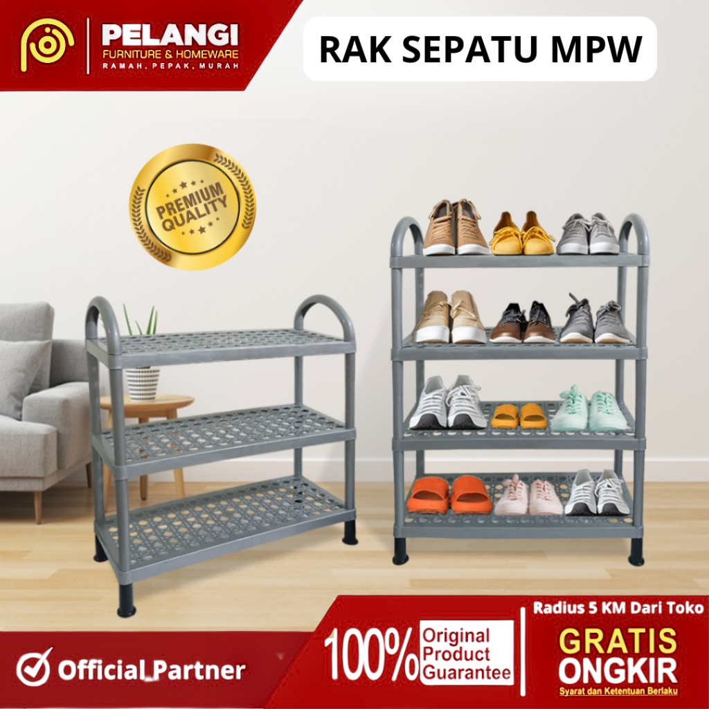 Rak Sepatu Plastik | Rak Sepatu Datar | Rak Sepatu 3 Susun/ 4 Susun/ 5 Susun | Rak Sepatu Portable