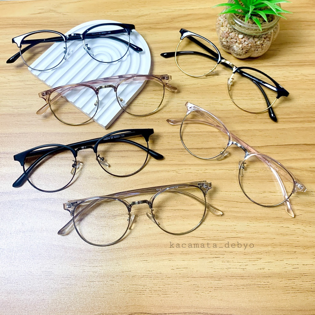 Frame 6214/Kacamata Besi/Frame Besi/Kacamata Bulat/Kacamata Murah/Ganti Lensa Minus Silinder/Frame B