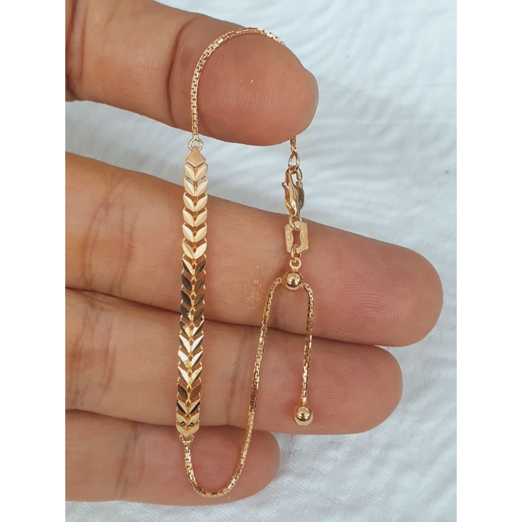 gelang model italy santa midel daun kilap emas 70% 700 70 % 16k