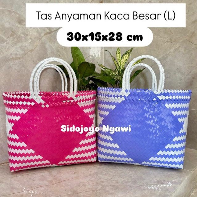 READY STOCK ~ Tas Anyaman Plastik KACA JUMBO Untuk Hampers Parcel Berkat Tahlilan Sembako Hantaran M