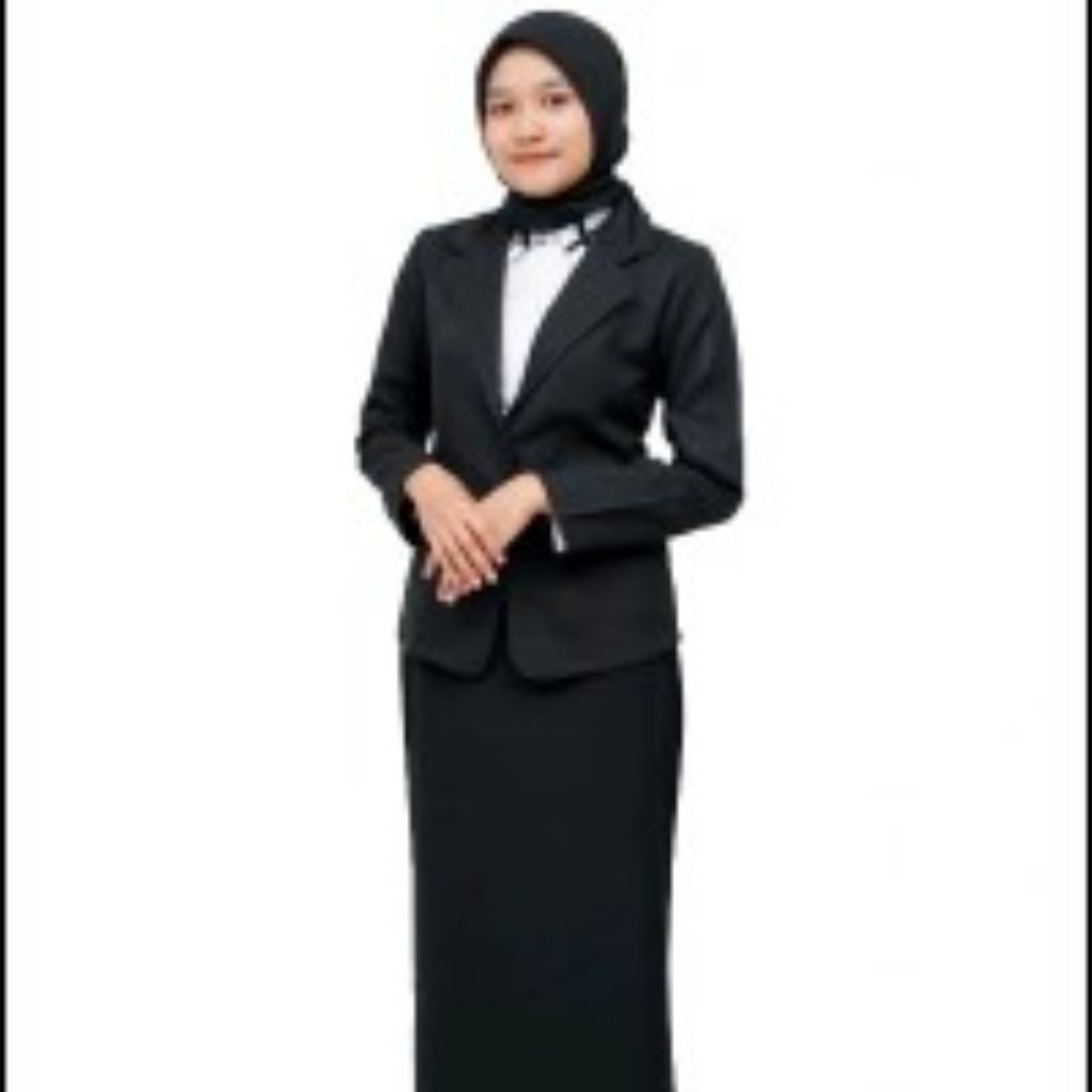 setelan rok panjang di belah belakang,dan jas blazer wanita karir cocok untuk di kantor guru dan dos