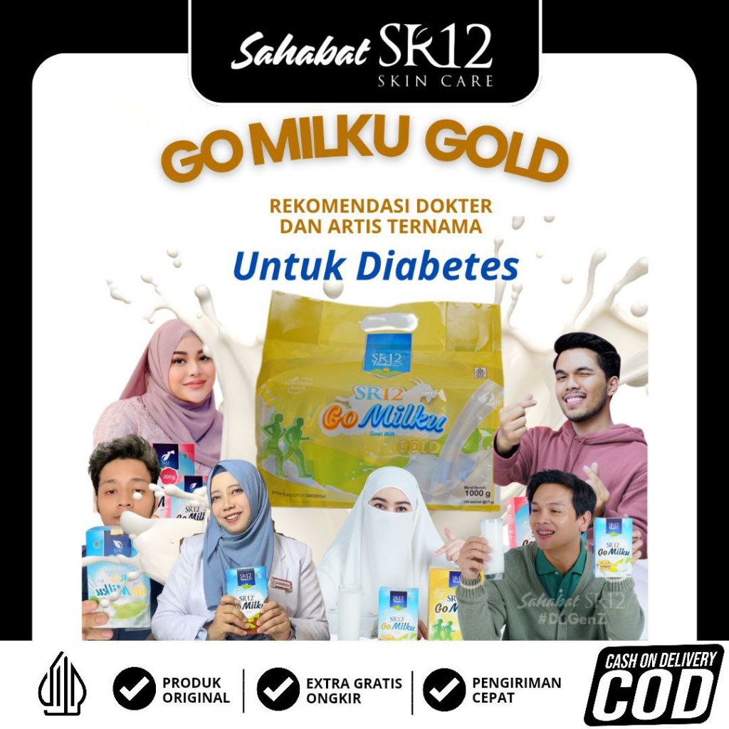 SR12 Official Go Milku Gold 1kg 1Pack | Susu Etawa Herbal Diabetes Aman Diminum Setiap Hari Gomilku