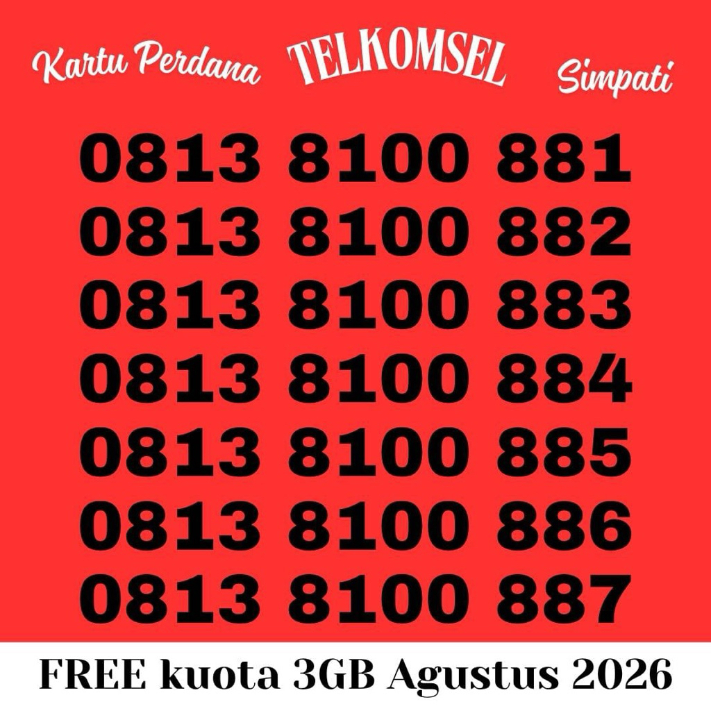 [FREE KUOTA 3GB agustus 2026] kartu perdana simpati telkomsel prabayar nomor cantik murah kuota inte