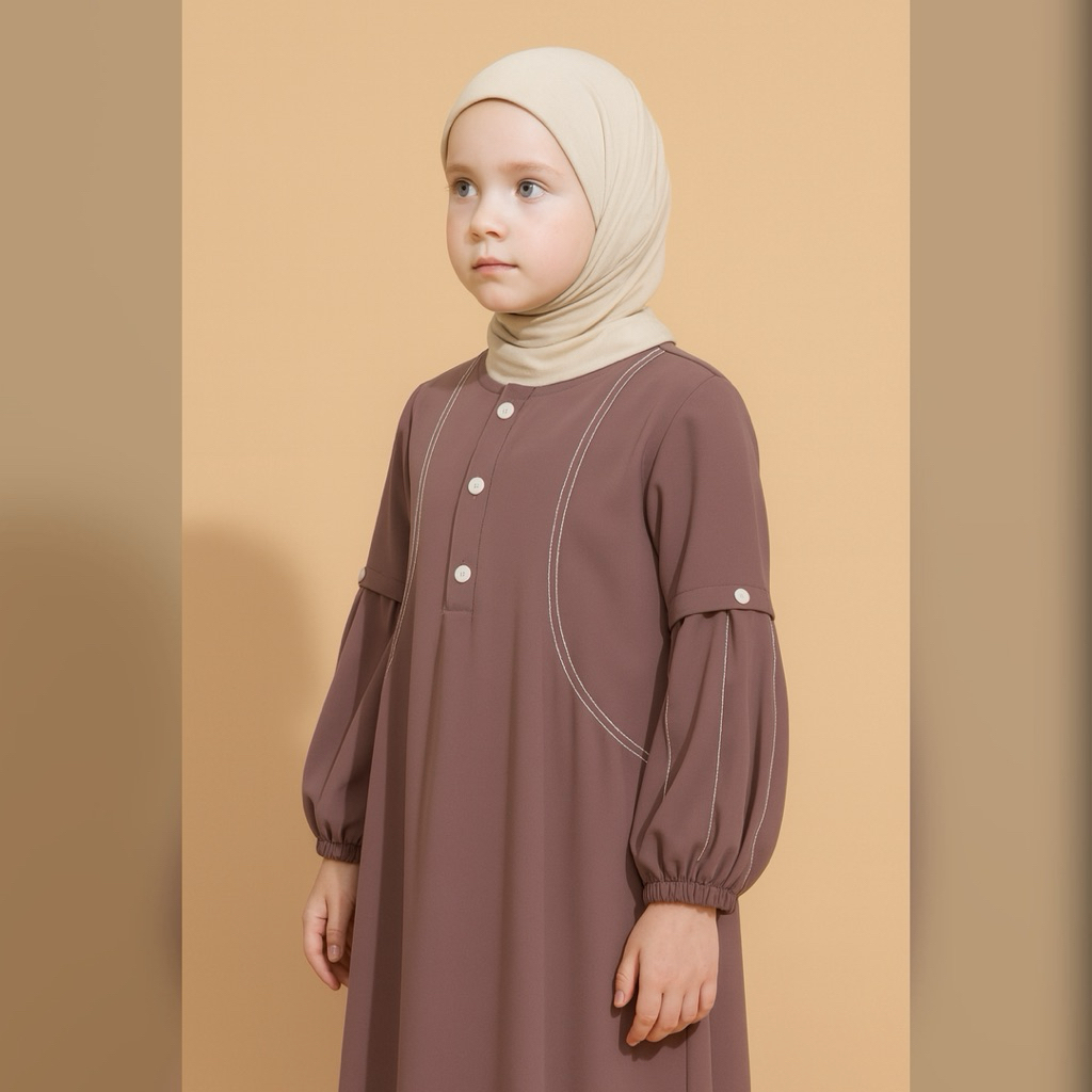 Nabila dress anak perempuan baju syari gamis bahan sabrina anti uv anak muslim