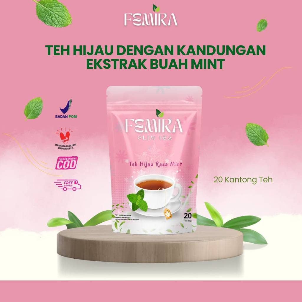 TEH HIJAU TEH PELANGSING RASA MINT SLIMTEA BY FEMIRA