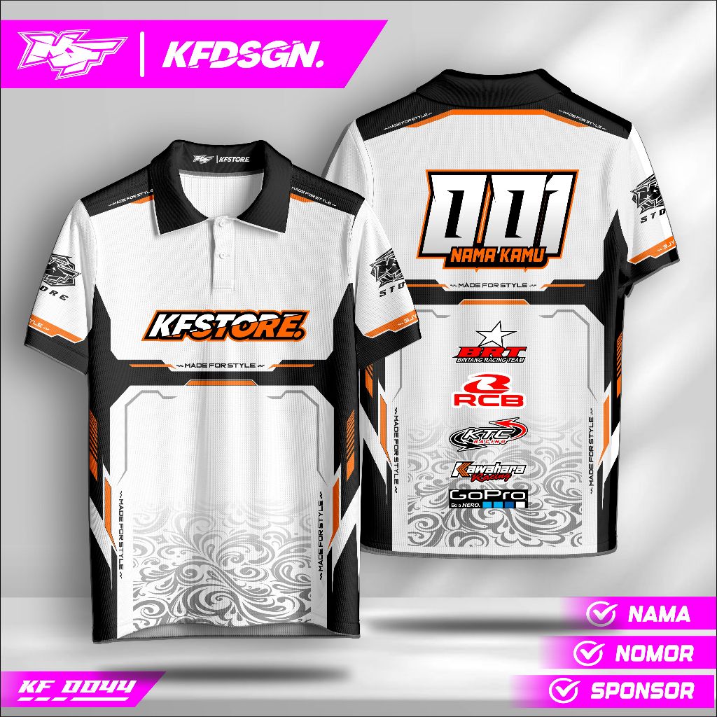 Kaos Jersey Custom Nama – Baju Racing Drag Bike Trail Supermoto | Desain Bebas