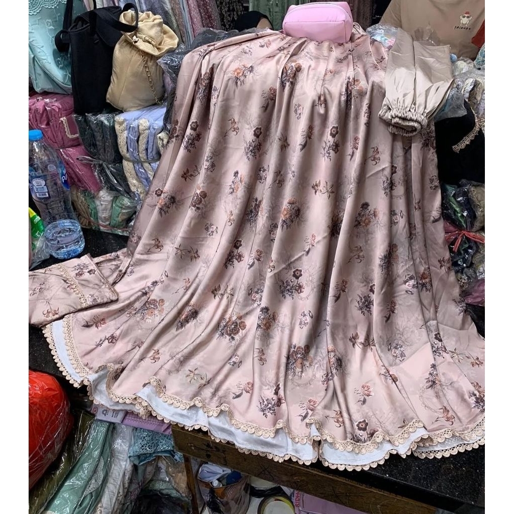 Mukena sutra silk armania motif  traveling 2in1 halus lembut