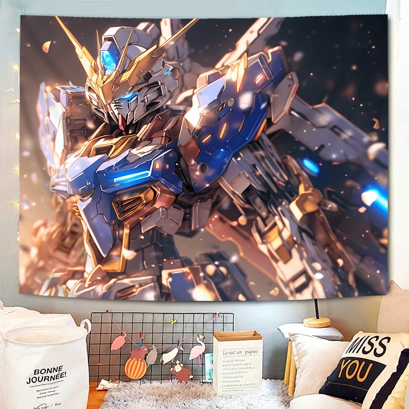 Gundam pejuang kartun gantung kain kamar laki-laki kamar tidur tidur dekorasi ruang tamu latar belak