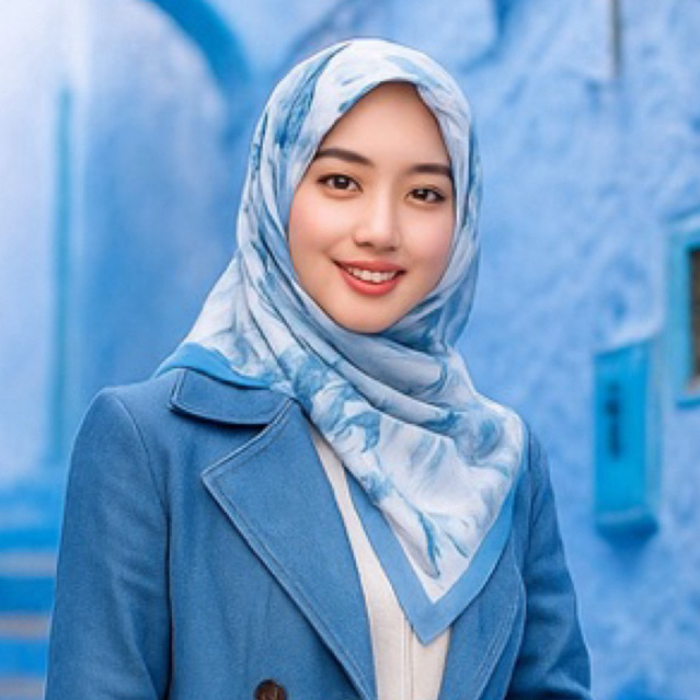 Hijab Wanita Ria Miranda Scarves Scarf Blue Original