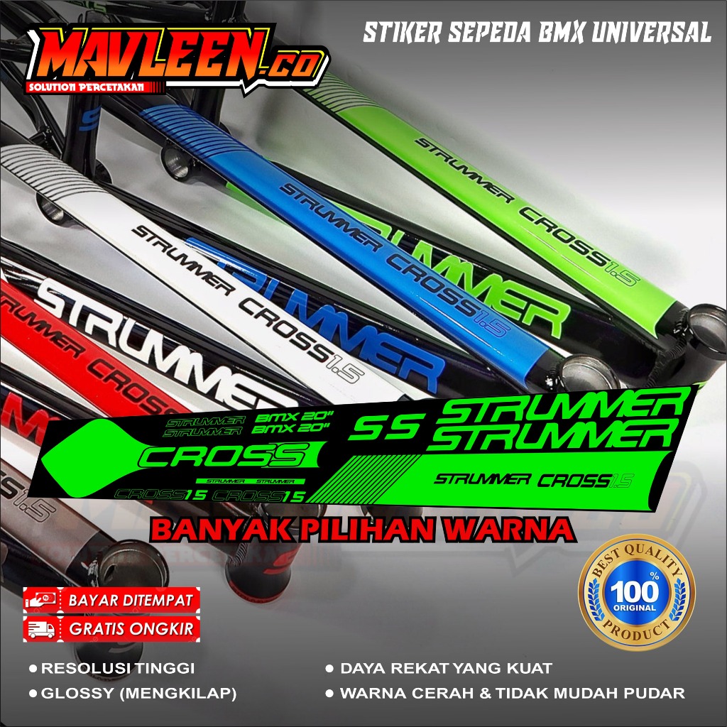 (COD) stiker striping frame sepeda strummer cross 1.5 BMX 18 20 glossy lentur anti air