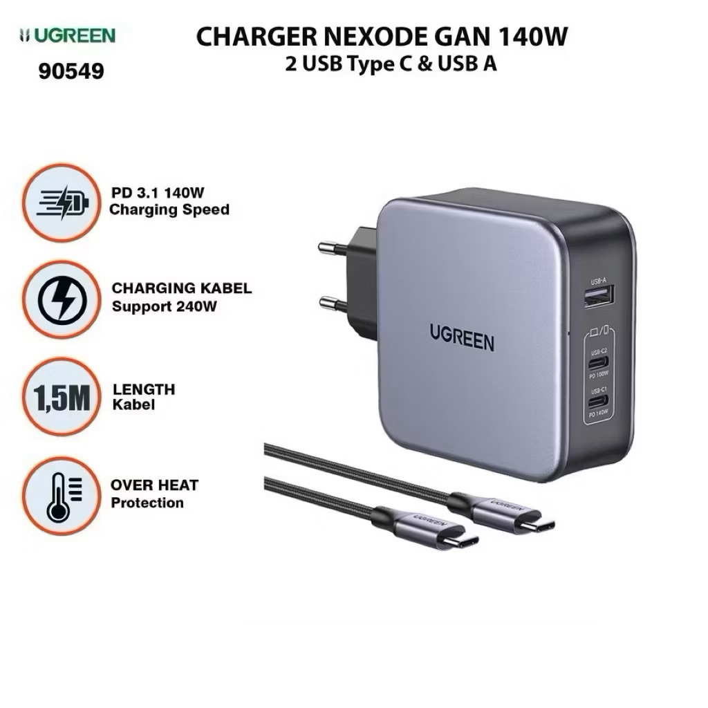 Ugreen charger GAN 140Watt PD type C to c fash charging 90549 140W