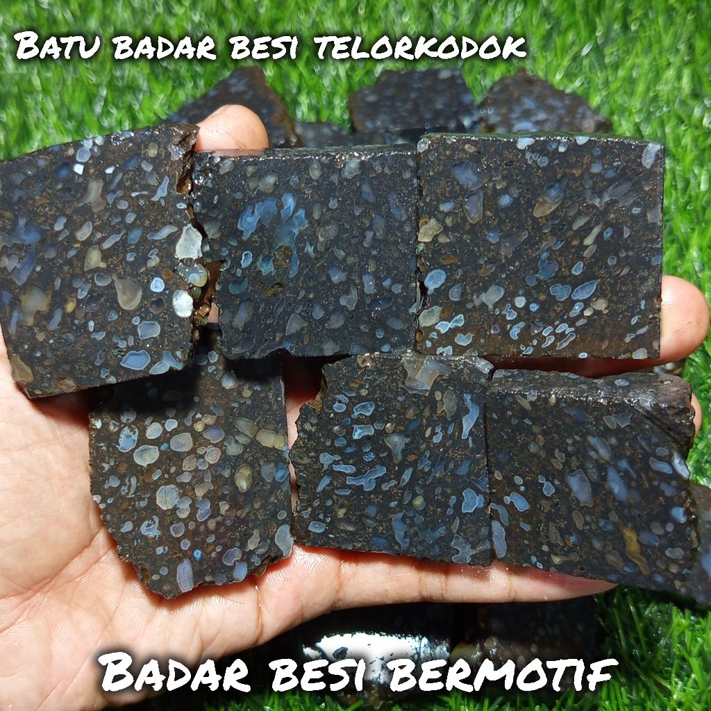 batu badar besi/bongkahan batu badar besi telorkodok natural/batu badar besi motif/batu akik