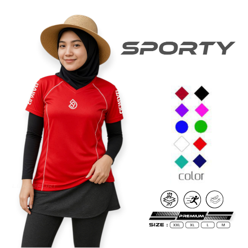 Baju Olahraga Wanita Dry Fit Adem Nyaman || Kaos Olahraga Wanita V Neck Dry Fit Fitness