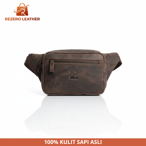 Tas Selempang Kulit Pria Reven Waistbag Branded Original Kulit Sapi Asli Premium
