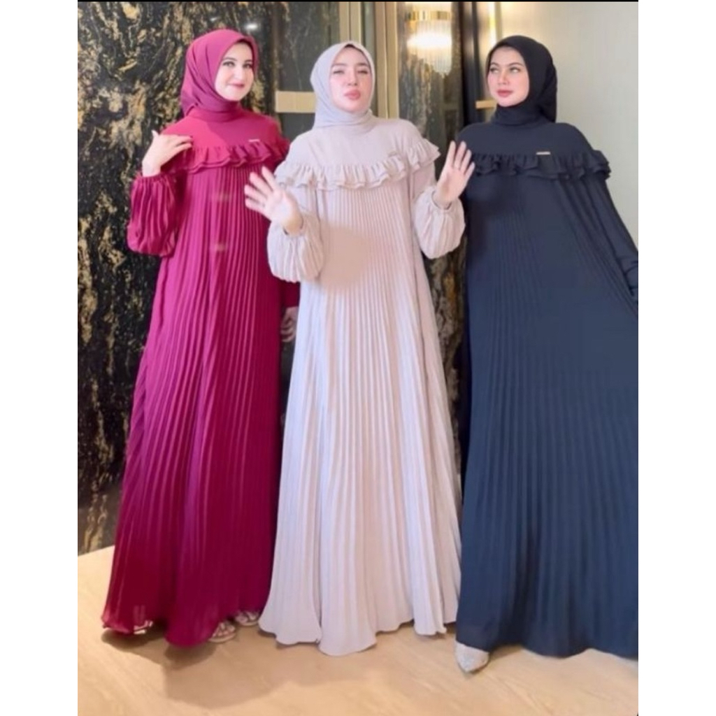 Gamis plisket abadi polos shellasaukia