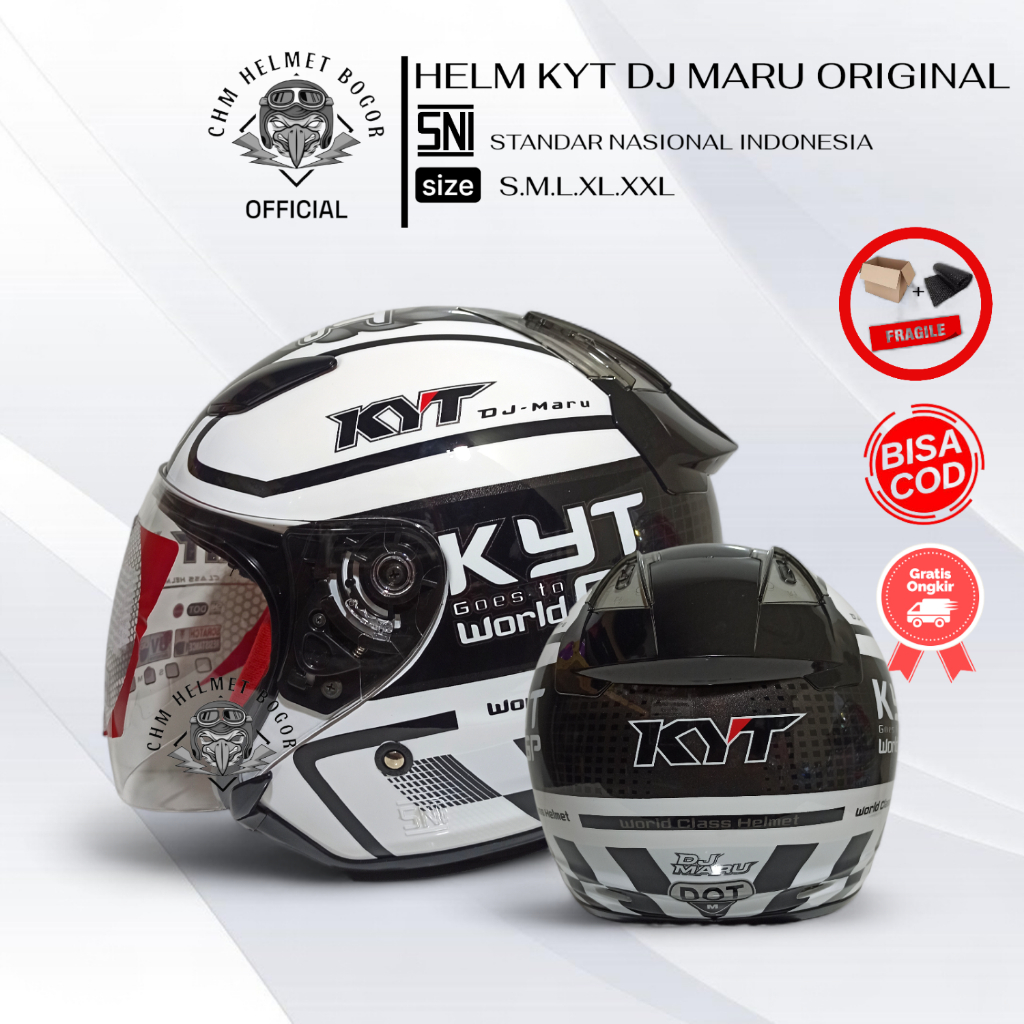 HELM HALF FACE KYT DJ MARU MOTIF # 11 PUTIH WORLD GPSPECIAL EDITION