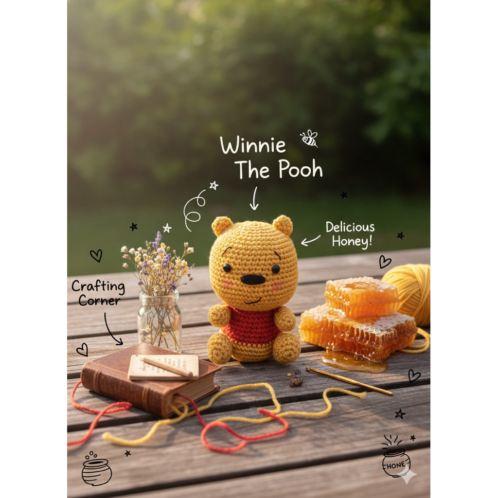 Amigurumi Winnie The Pooh (Gantungan Kunci Winnie The Pooh)