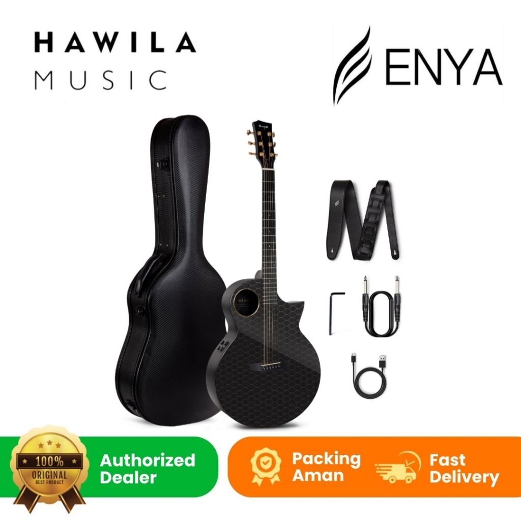 Gitar Akustik Elektrik Gitar Enya X4 Pro S4 Eq 41inch - Mini 36inch Carbon Fiber Built in Effects De