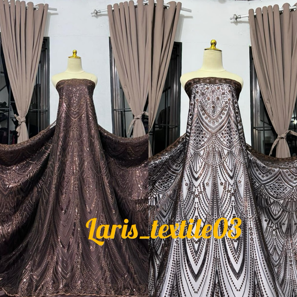 Kain Tile Payet Mewah Terbaru / Bahan Tile Payet Premium / Tile Payet Bahan Kebaya Harga Persetengah