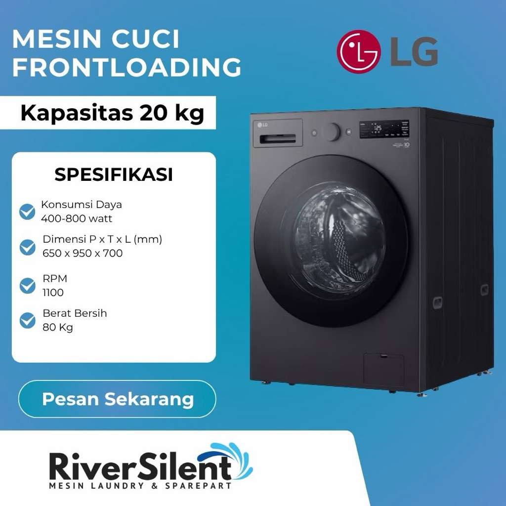mesin cuci frontloading LG 20kg | mesin laundry