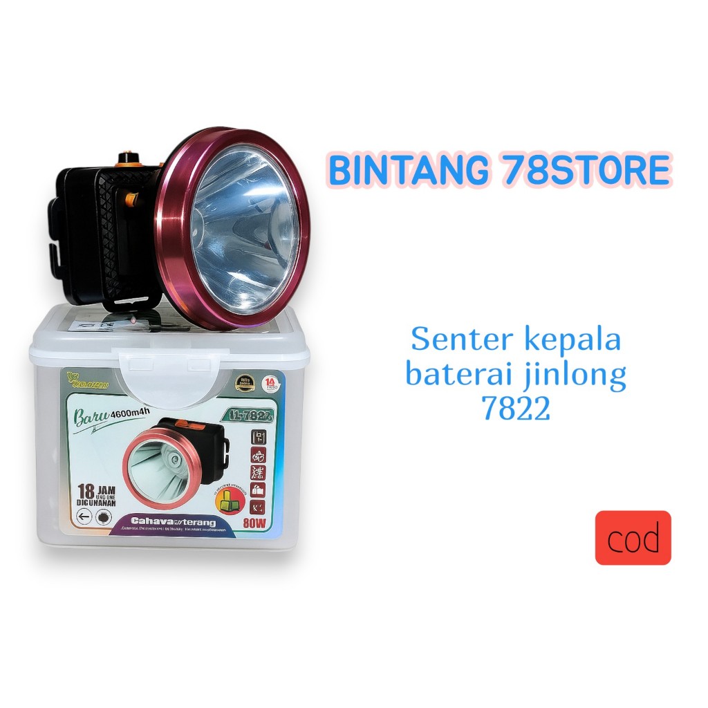 SENTER KEPALA 80W JINLONG 7822 PUTIH - SENTER KEPALA CAS 80W - HEADLAMP