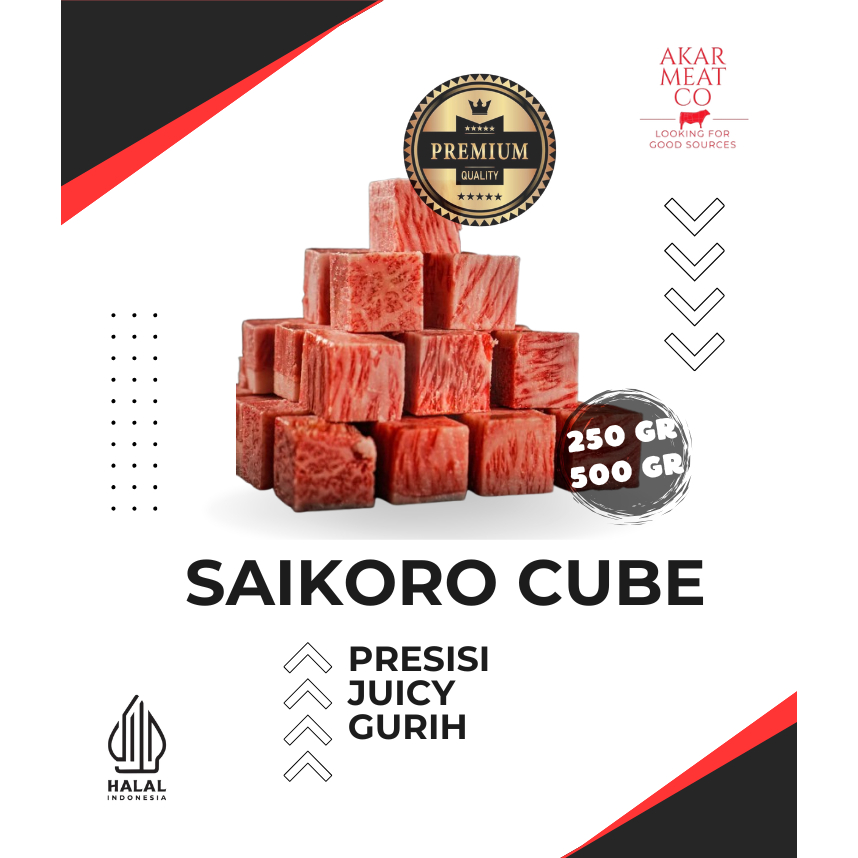 Saikoro Beef Daging Meltique Wagyu Kotak Cube 1 Kg