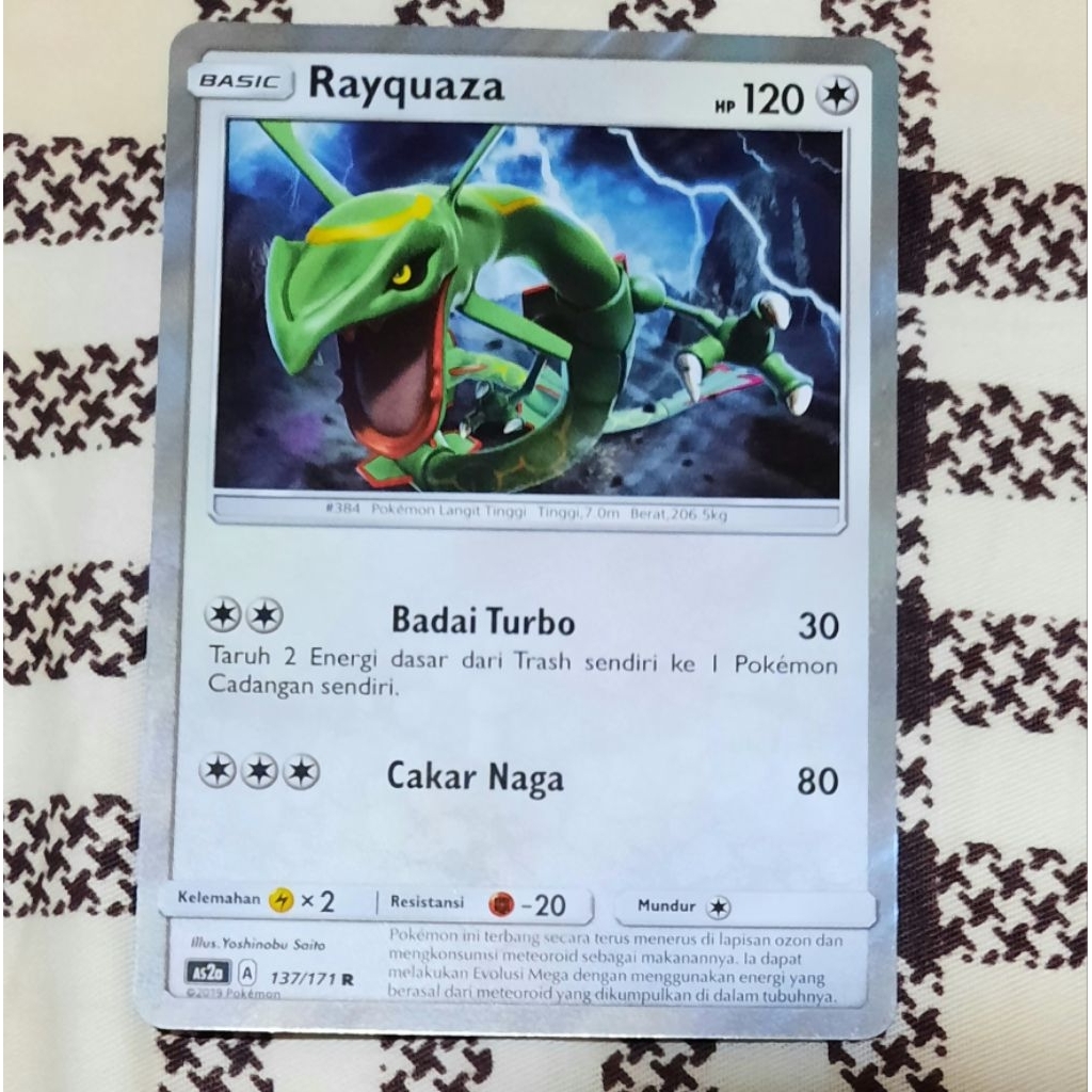 Kartu Pokemon Rayquaza Holo Foil As2a bahasa indo tcg