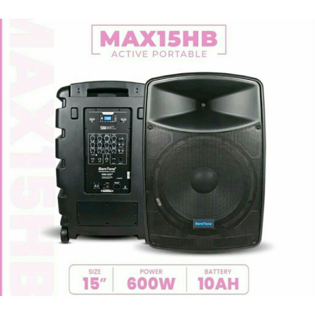 Speaker aktif portabel 15" BARETONE 15-HB speaker bluetooth karaoke profesional