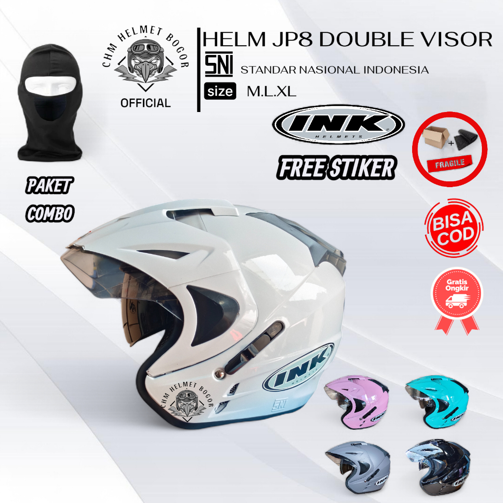 HELM INK DOUBLE VISOR JP8 | HELM SNI FREE STIKER | BUKAN INK ORI