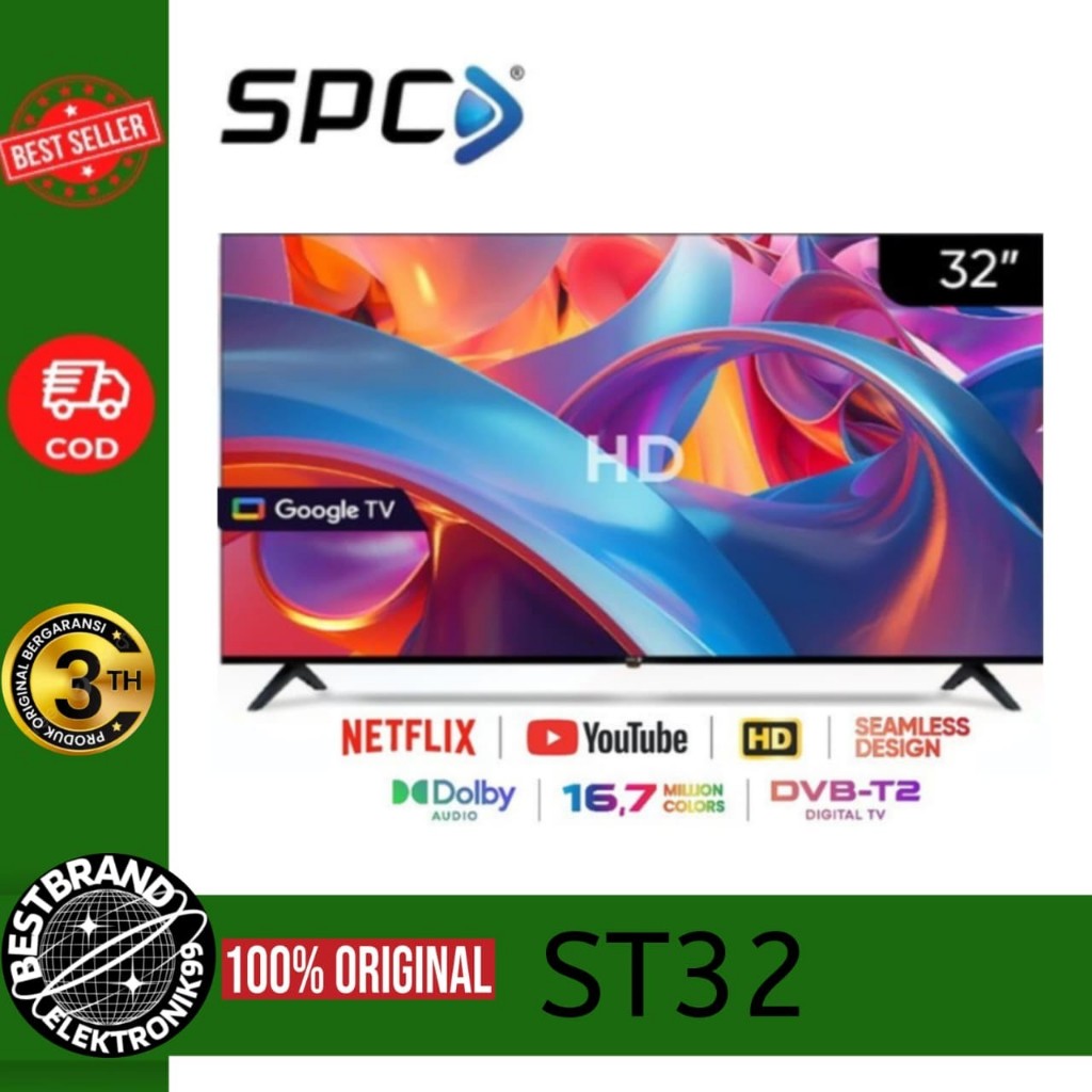 SPC ST32 DOLBY AUDIO GOOGLE ASSISTANT DIGITAL TV FRAMELESS SLIM ST 32 ST32