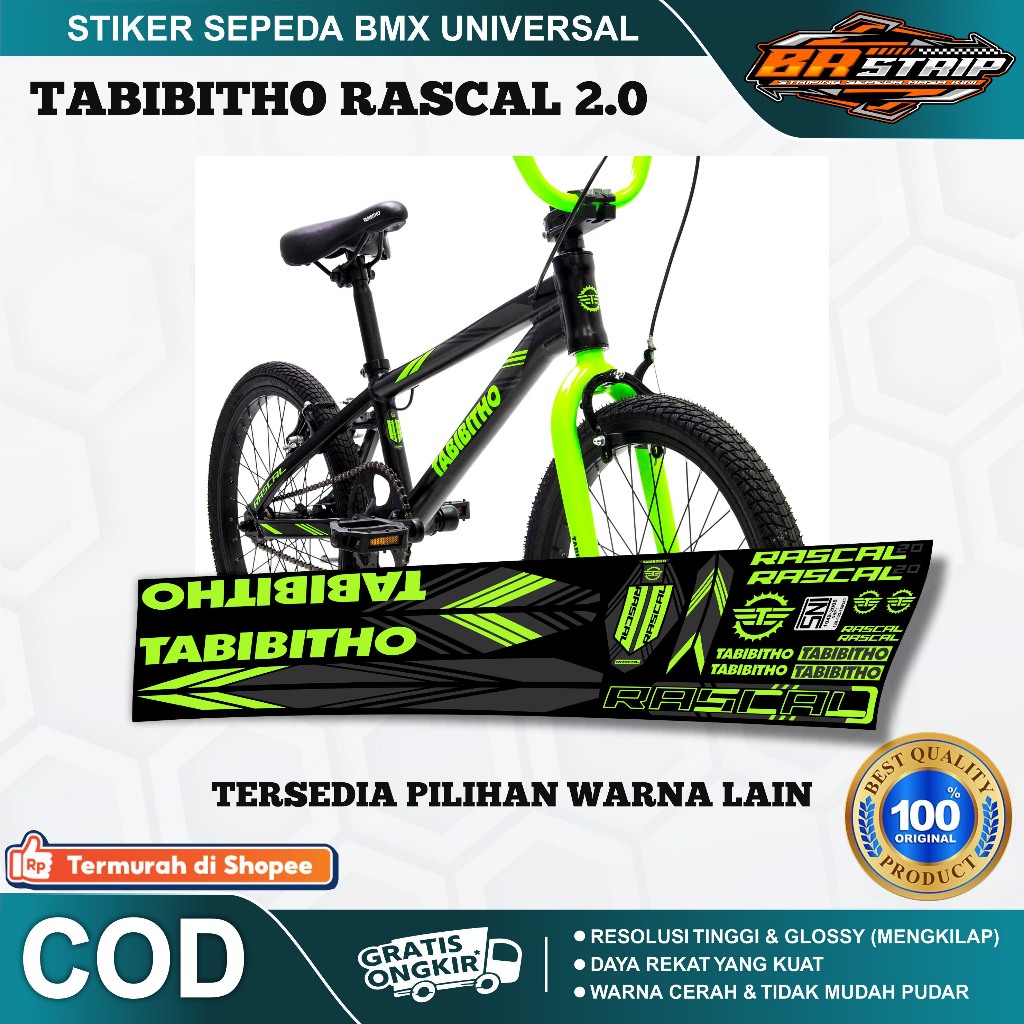 (COD) TERBARU stiker striping sepeda tabibitho rascal 2.0 BMX 18 20 decal glossy lentur anti Resolus