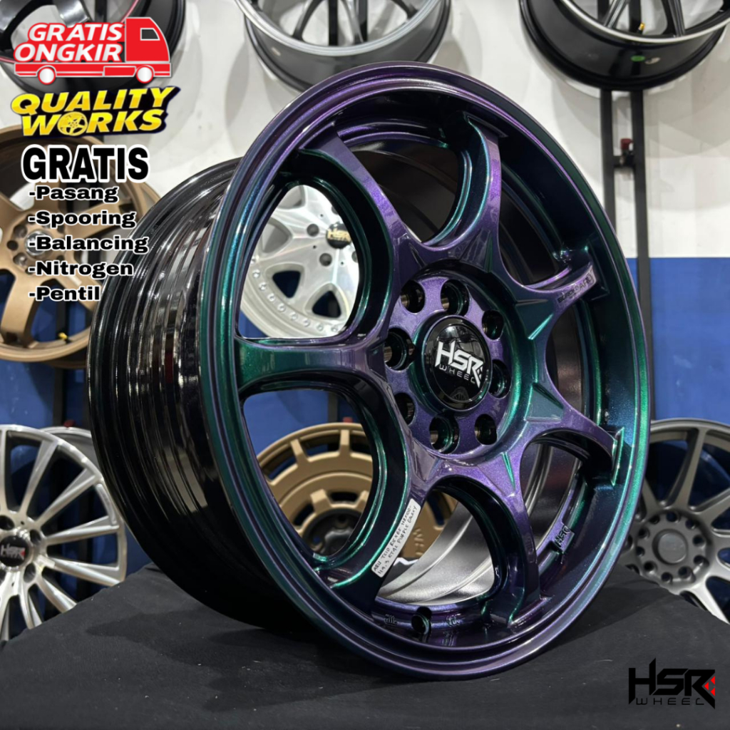 Velg Racing Mobil Brio Agya Ignis Ring 15 Lebar 6,5 ET42 Velg JDM HSR Wheel Aru