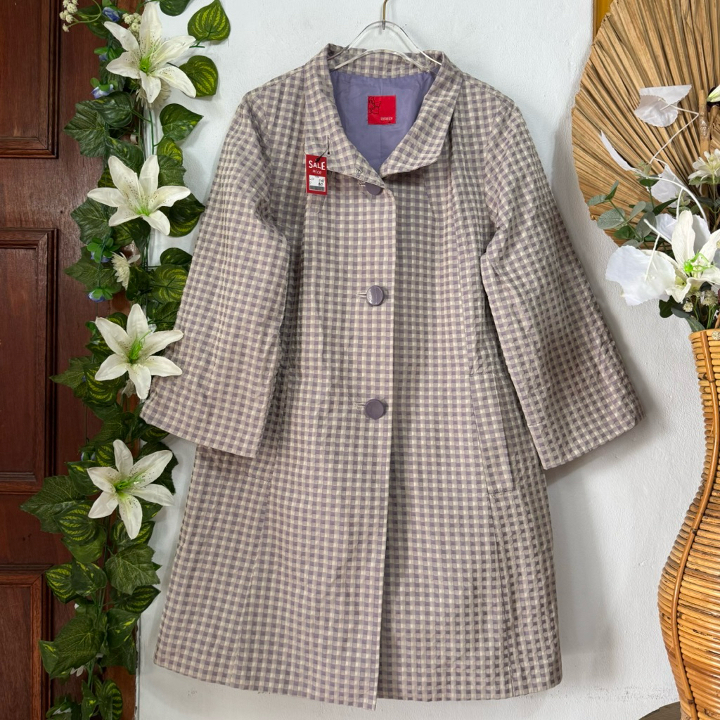 Long Blazer Kotak Ungu