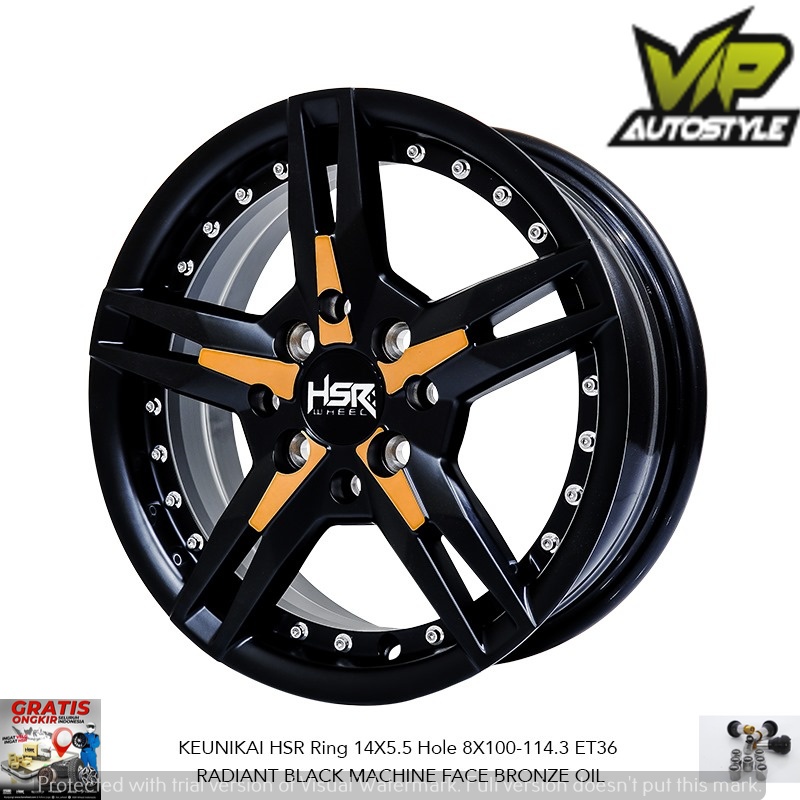 Velg Palang Ring 14 Type Hsr KEUNIKAI Ring 14 Lebar 5,5 ET36 RBMF/BRZ OIL Pelek Mobil Calya Yaris