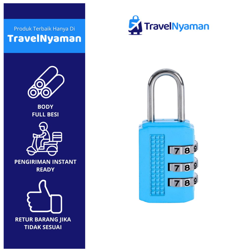 TRAVELNYAMAN Gembok Koper Kombinasi | Gembok Angka Multifungsi | Gembok Nomor | Gembok Pin Angka