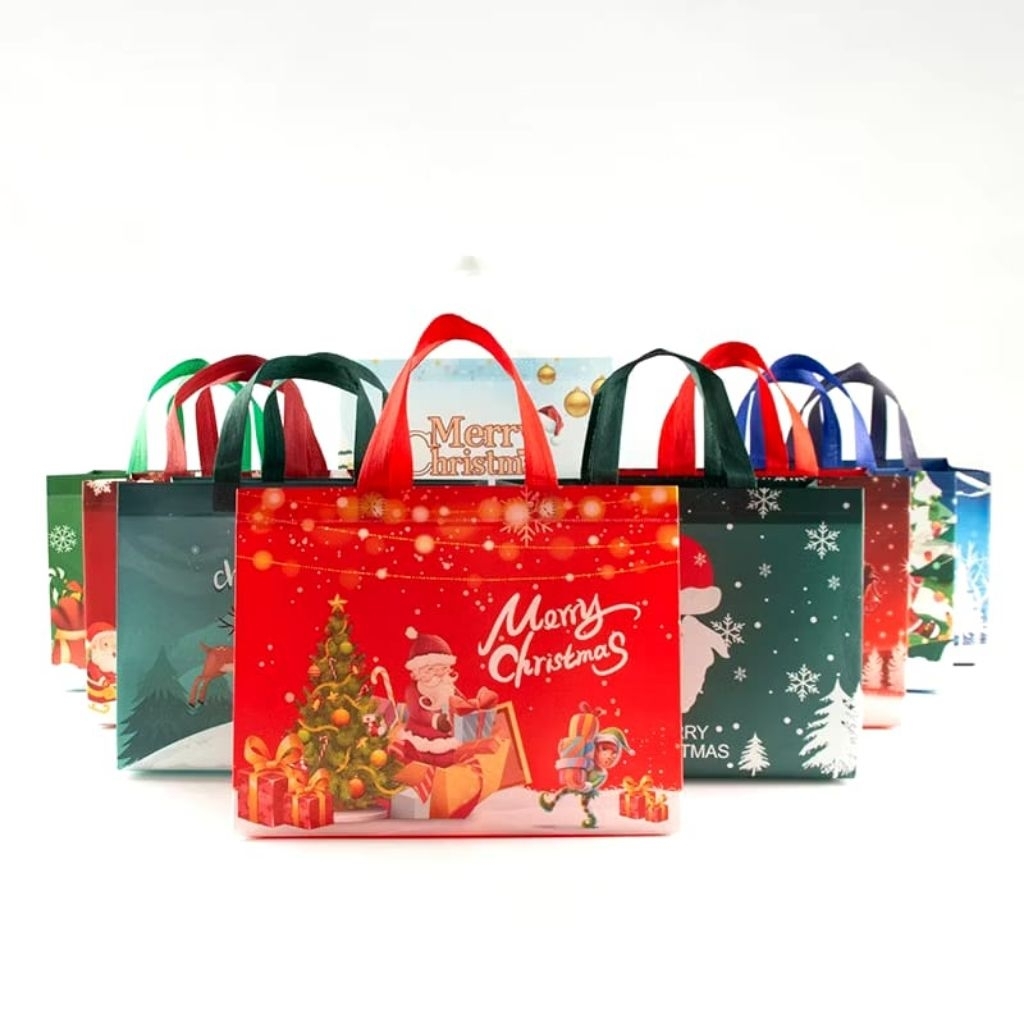 Tas spunbond motif christmas/Goodie bag spunbond edisi natal/spunbond bag Christmas