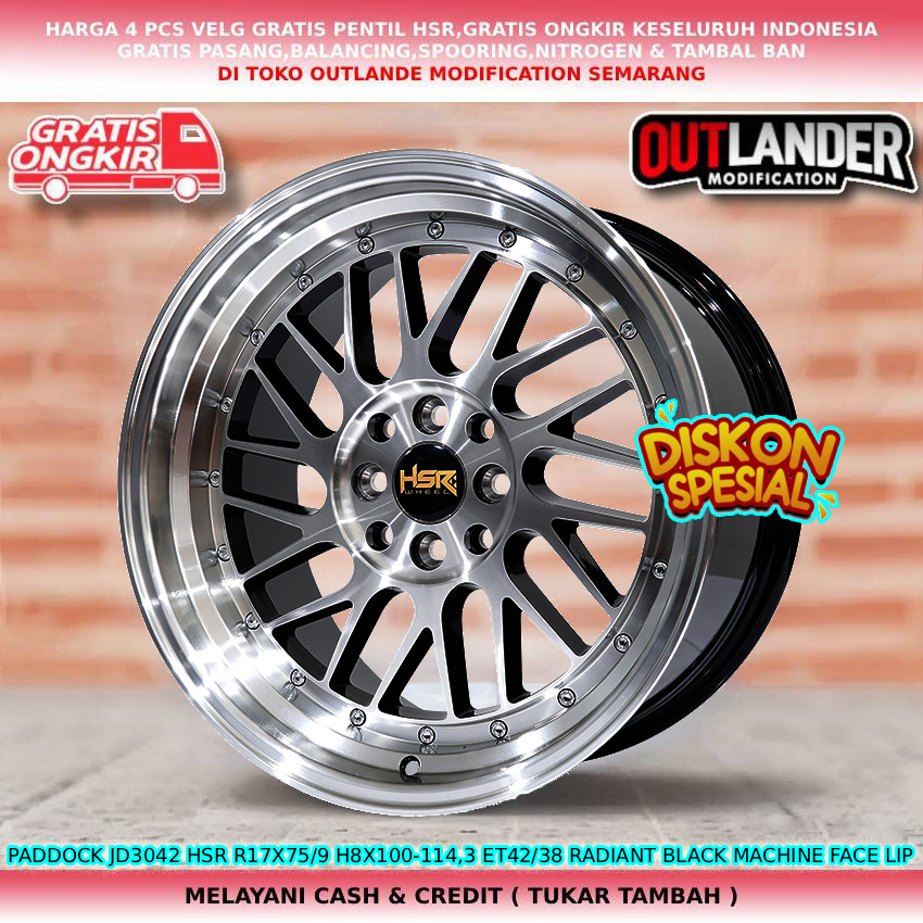 Velg celong ring17 untuk mobil Raize| Agya| Yaris| Vios| Starlet| Corona| dll velg hsr paddock R17