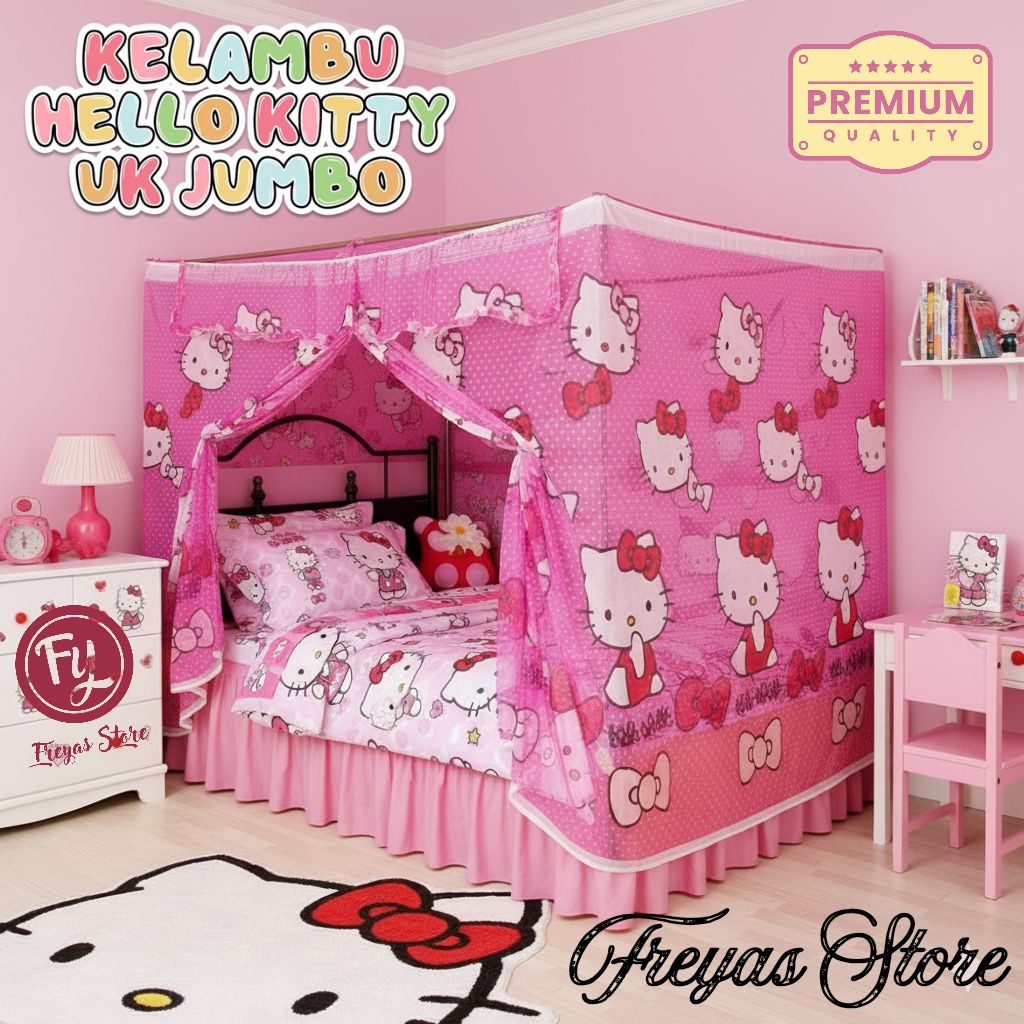 KELAMBU MOTIF HELLO KITTY JUMBO 180x200