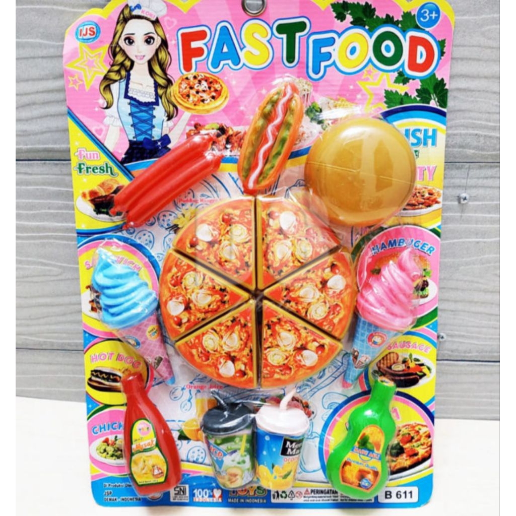 Mainan Pizza Fast Food Lengkap
