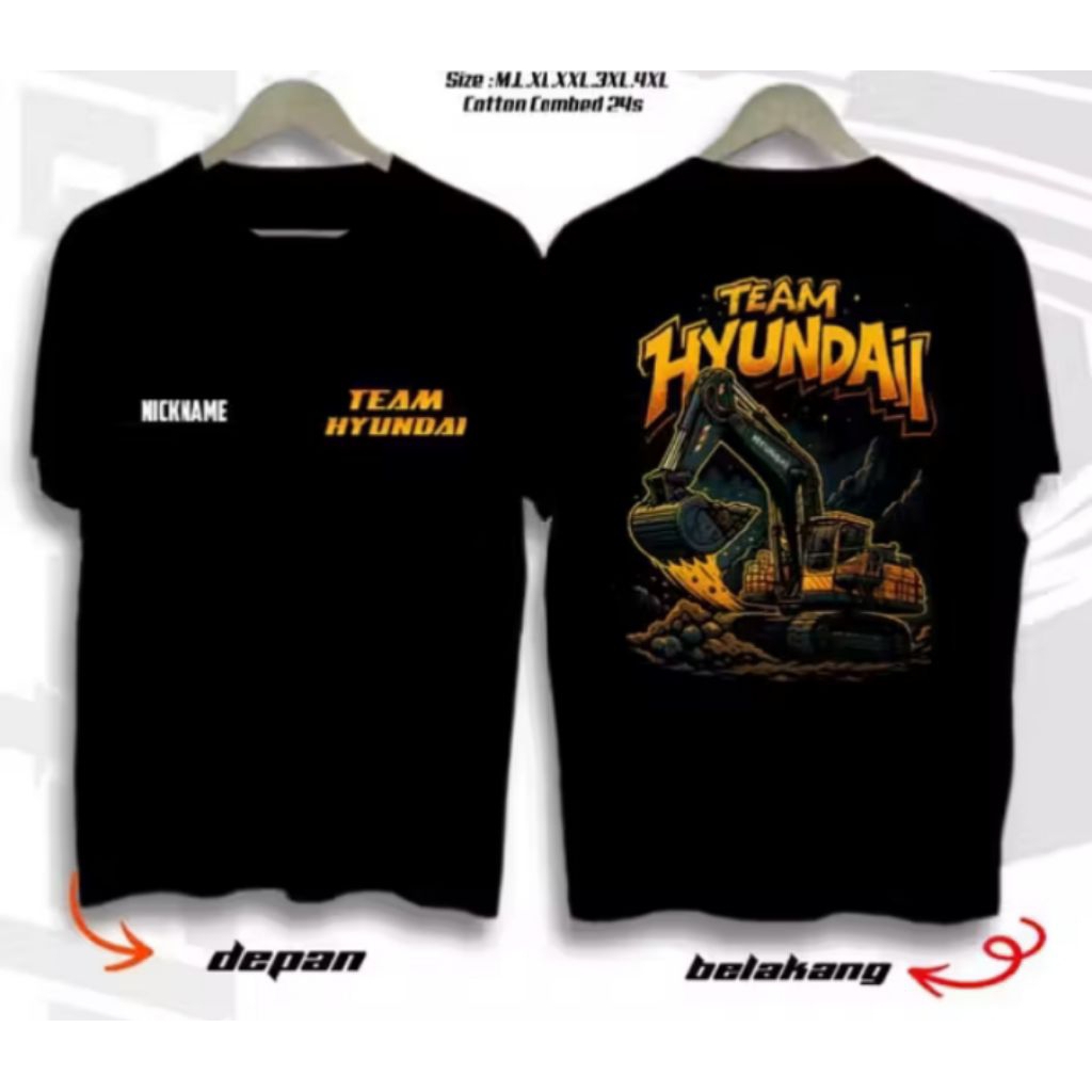 Kaos T-shirt Excavator Team Hyundai Kaos Distro Unisex