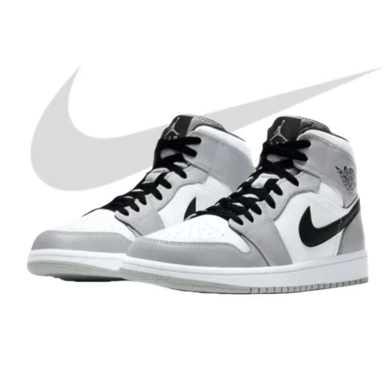 NlKE AlR Jordan 1 Retro Mid High Black White Grey/Sepatu kets/Sepatu basket/Sepatu kasual/Sepatu ska